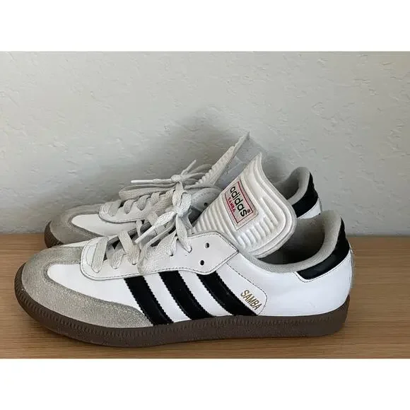 Adidas Samba OG White Black Gum Sneakers Leather Men 7 Women 8 - Picture 2 of 12